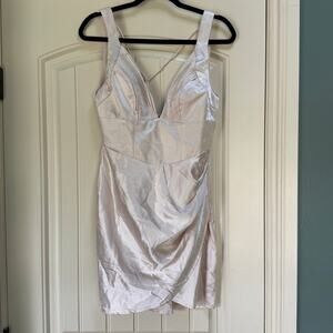 Selfie Leslie Champagne Pintuck Pleat Mini Dress Reception Dinner Dance Size M